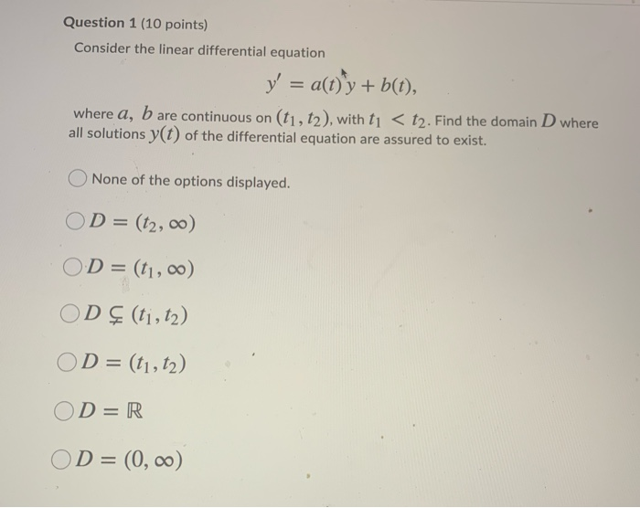 Solved Question 1 (10 points) Consider the linear | Chegg.com