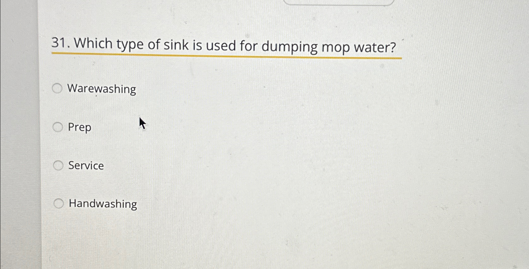 Solved Which type of sink is used for dumping mop | Chegg.com