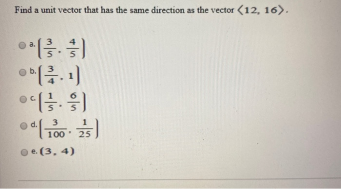 Solved Find a unit vector that has the same direction as the | Chegg.com