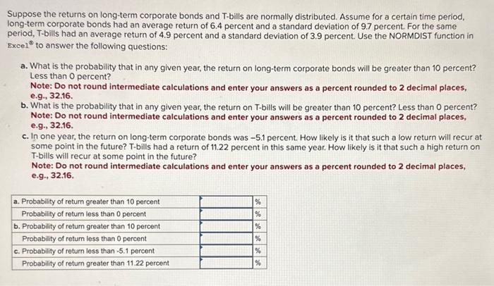 Solved Suppose the returns on long-term corporate bonds and | Chegg.com