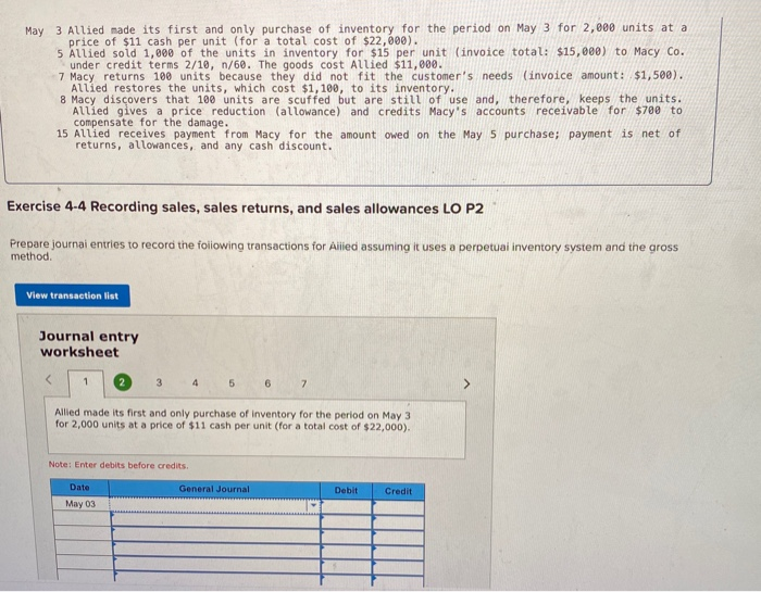 Solved May 3 Allied made its first and only purchase of