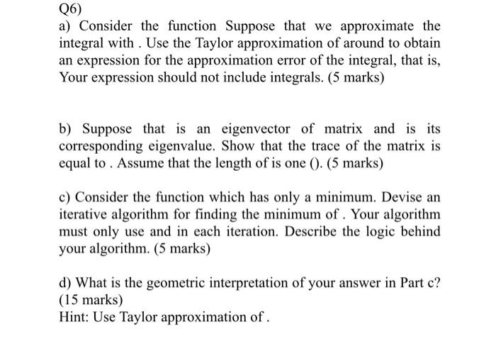 Solved Q6) a) Consider the function Suppose that we | Chegg.com