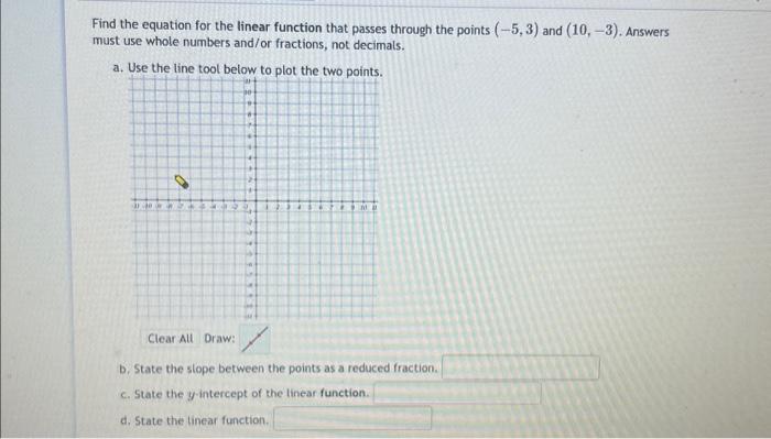 Solved Find the equation for the linear function that passes | Chegg.com