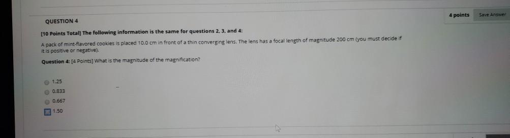 Solved 4 points Save Answer QUESTION 4 [10 Points Total] The | Chegg.com