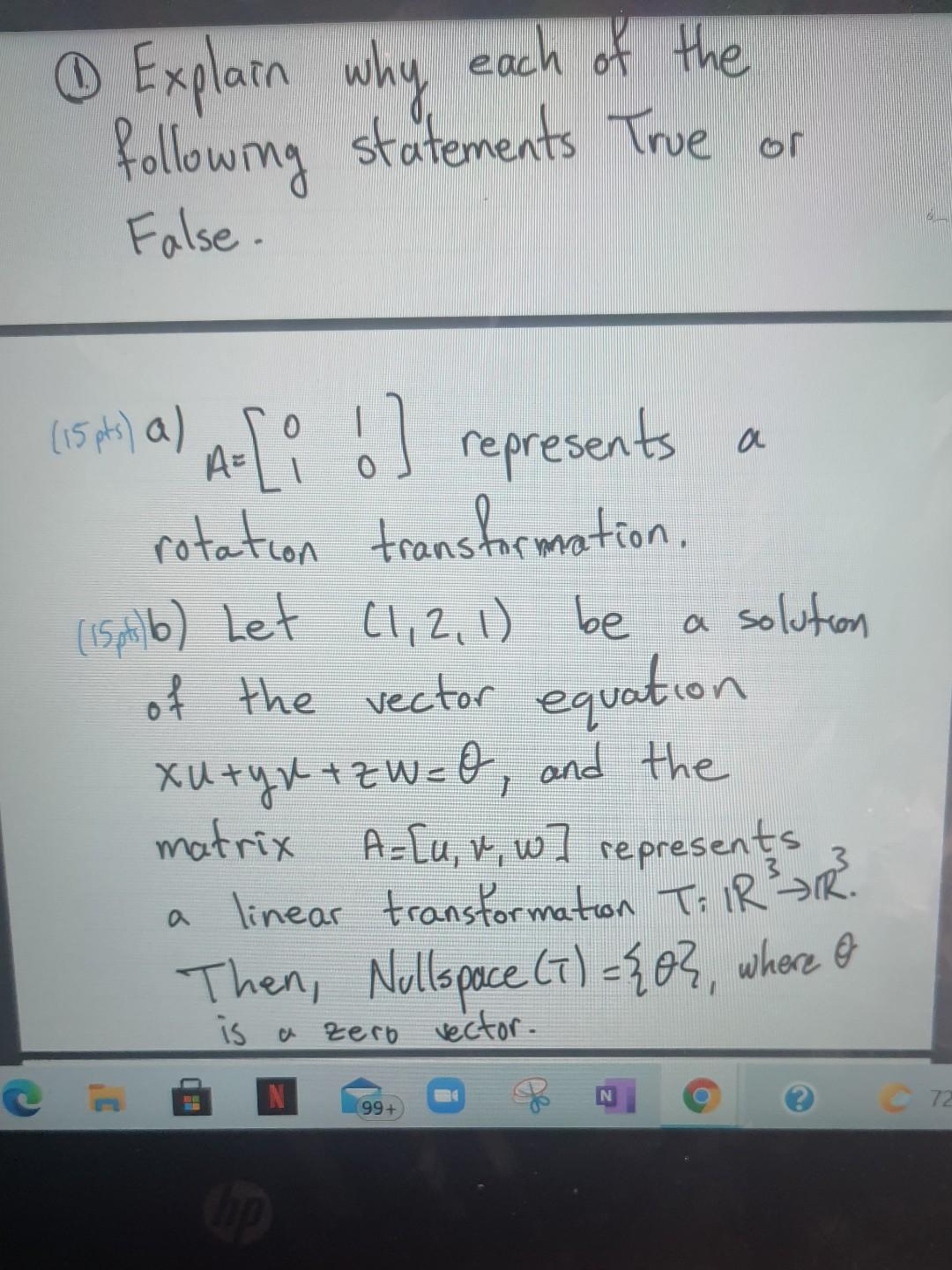 Solved ① Explain why each of the following statements True | Chegg.com