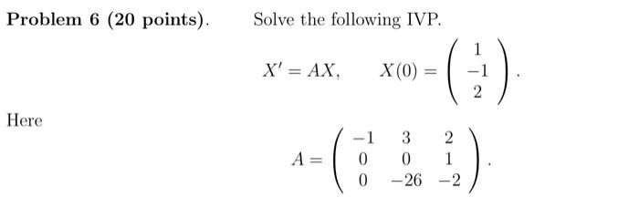 Solved Problem 6 (20 points). Solve the following IVP. 1 X' | Chegg.com