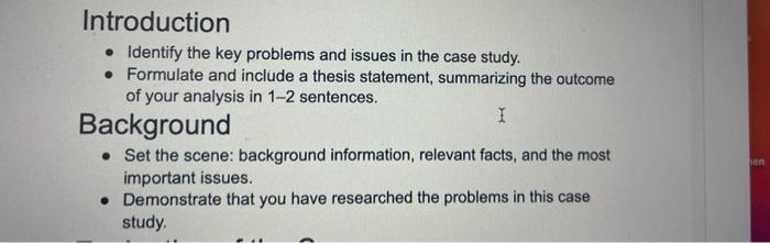 Solved Introduction • Identify the key problems and issues | Chegg.com