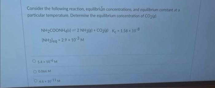 Solved Consider The Following Reaction Equilibrium 6554