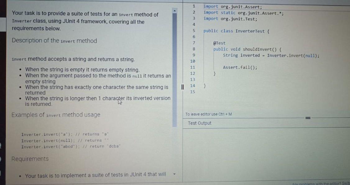 Solved - Your task is to implement a suite of tests in JUnit | Chegg.com