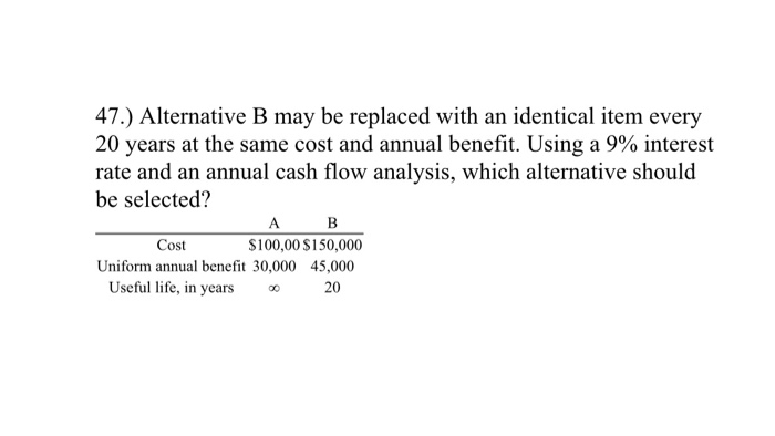 Solved 47.) Alternative B May Be Replaced With An Identical | Chegg.com