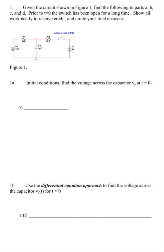 Solved Given the circuit shown in Figure 1, ﻿find the | Chegg.com