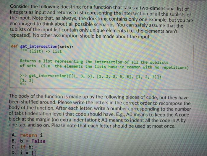 Solved Consider the following docstring for a function that | Chegg.com