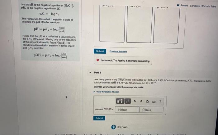 Solved - Review Constants Periodic Table Part A Just as pH | Chegg.com