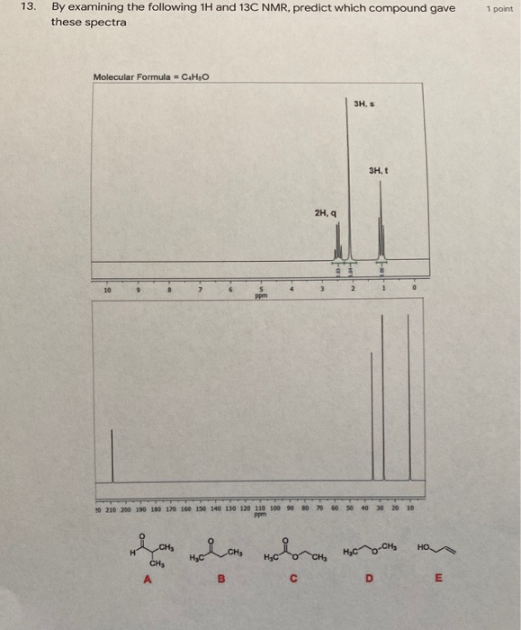 Solved 13. By Examining The Following 1H And 13C NMR, | Chegg.com