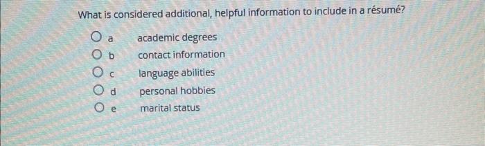What is considered additional, helpful information to | Chegg.com