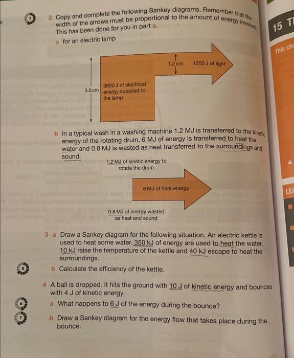 2 Copy and complete the following Sankey diagrams. | Chegg.com