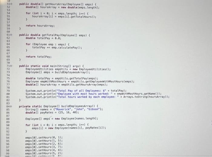 Solved private static Employee[] buildEmployeesArray() \{ | Chegg.com