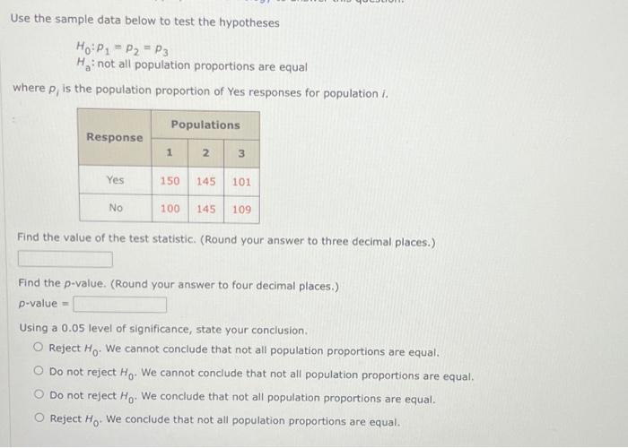 Solved Use the sample data below to test the hypotheses | Chegg.com