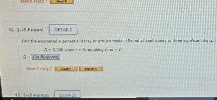Solved Find the associated exponential decay or growth | Chegg.com
