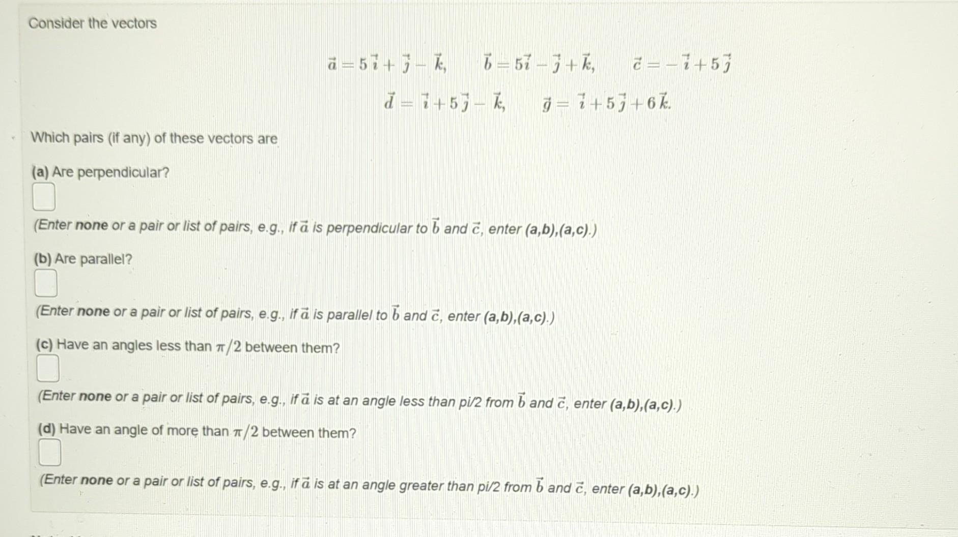Solved Consider the vectors | Chegg.com