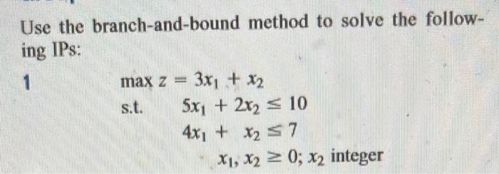 Solved Use the branch-and-bound method to solve the | Chegg.com