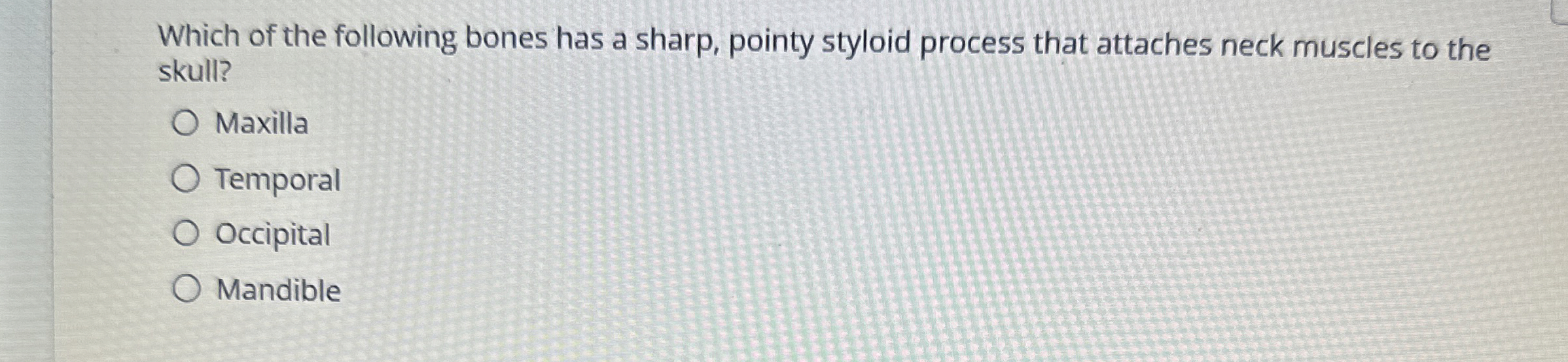 Solved Which of the following bones has a sharp, pointy | Chegg.com