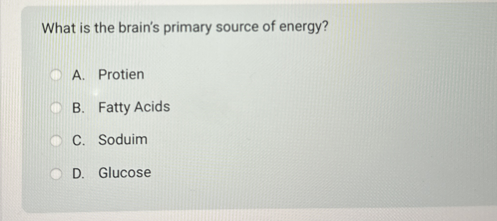 Solved What is the brain's primary source of energy?A.