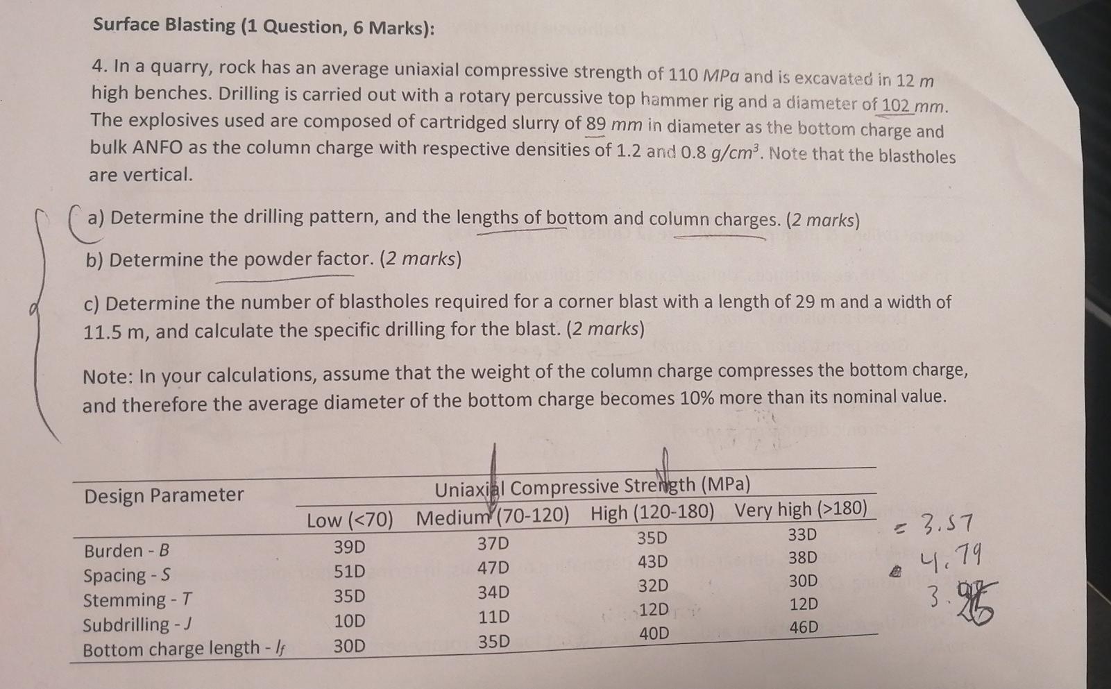 Surface Blasting (1 Question, 6 Marks): 4. In a | Chegg.com