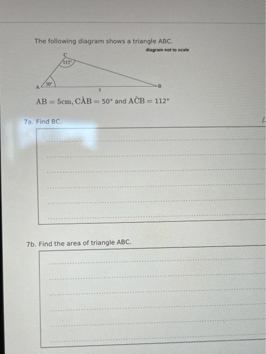 Solved The following diagram shows a triangle ABC. diagram | Chegg.com