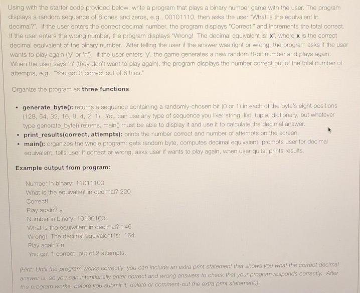 Solved Starter code: # You might need to import something | Chegg.com