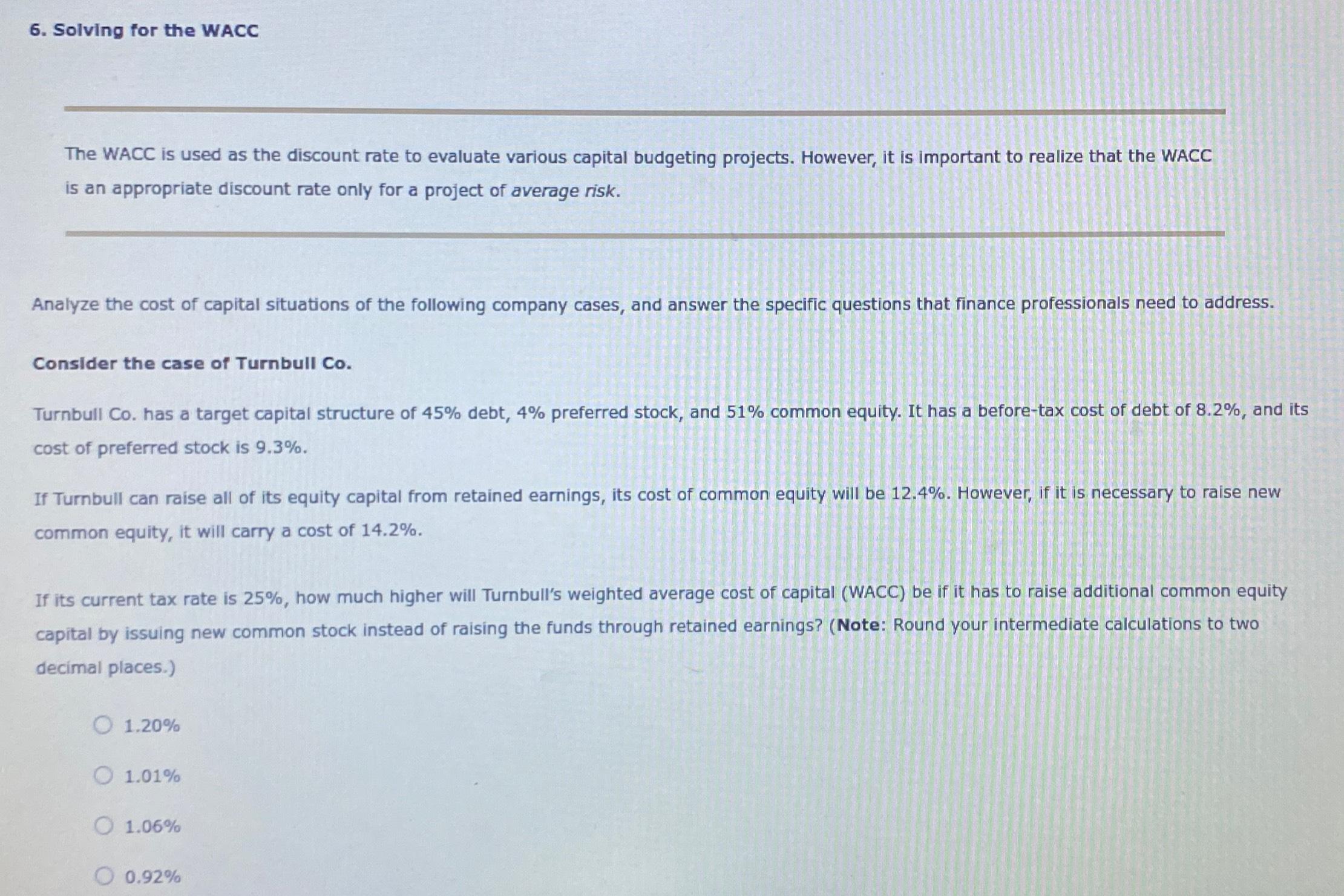 Solved Solving for the WACCThe WACC is used as the discount | Chegg.com