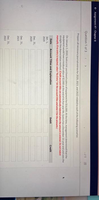 Solved Assignment #7. Chapter 8 Question 1 of 3 Prepare all | Chegg.com