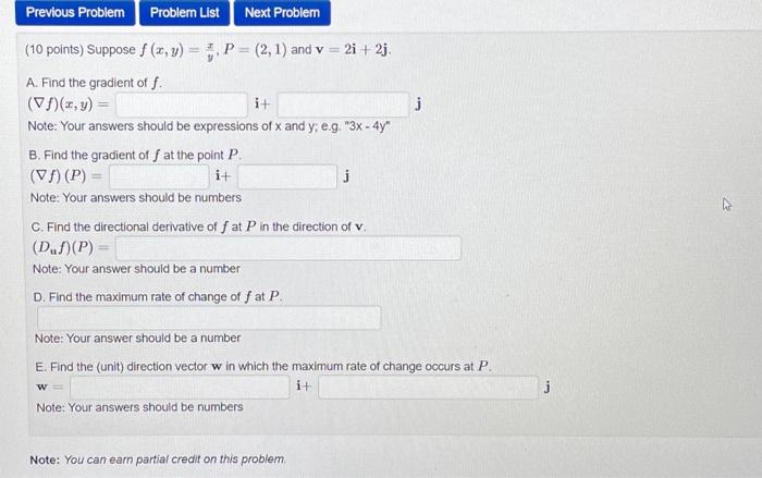 Solved 10 Points Suppose F X Y Yx P 2 1 And V 2i 2j A