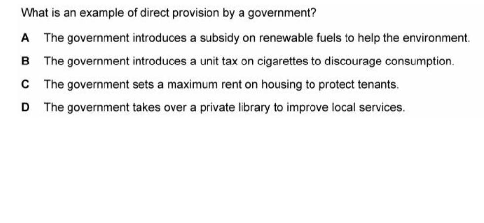Solved What is an example of direct provision by a | Chegg.com