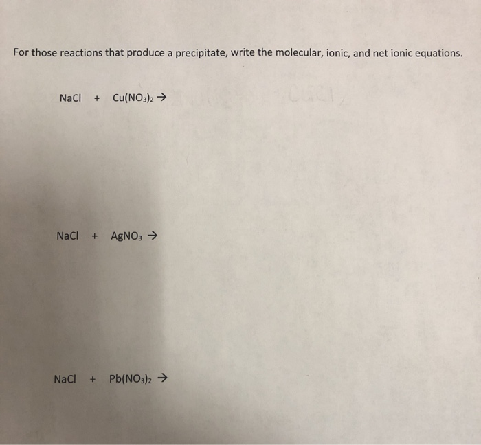 nacl cu no3 2 precipitate