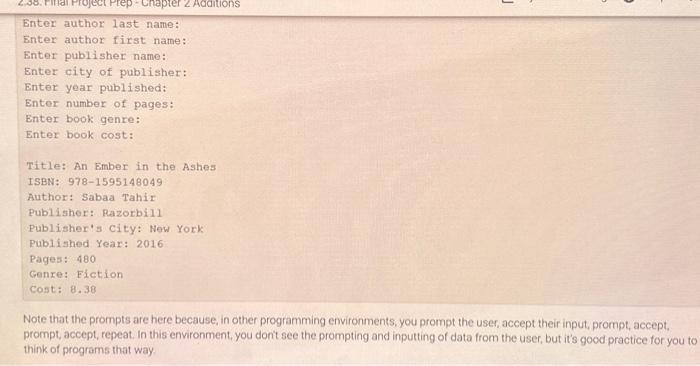 Solved 2.38 Final Project Prep - Chapter 2 Additions A LOOK | Chegg.com