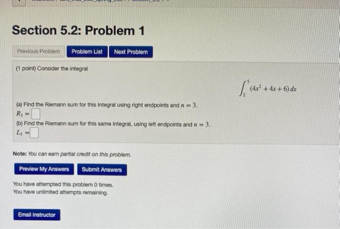 Solved Section 5.2: Problem 1 Previous Problem Problem List | Chegg.com