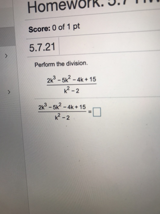 Solved Homework. 9. Score: 0 of 1 pt 5.7.21 Perform the | Chegg.com