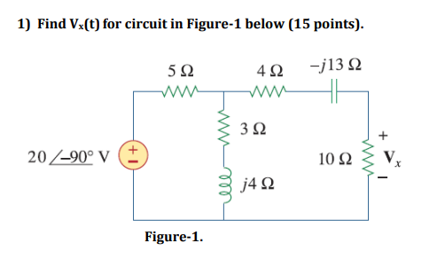 Solved Find Vx(t) ﻿for circuit in Figure-1 ﻿below (15 | Chegg.com