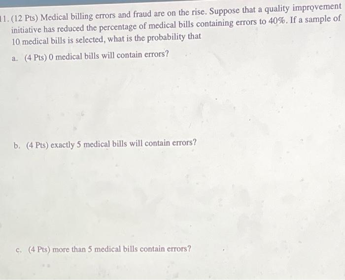 Solved 1. (12 Pts) Medical billing errors and fraud are on | Chegg.com
