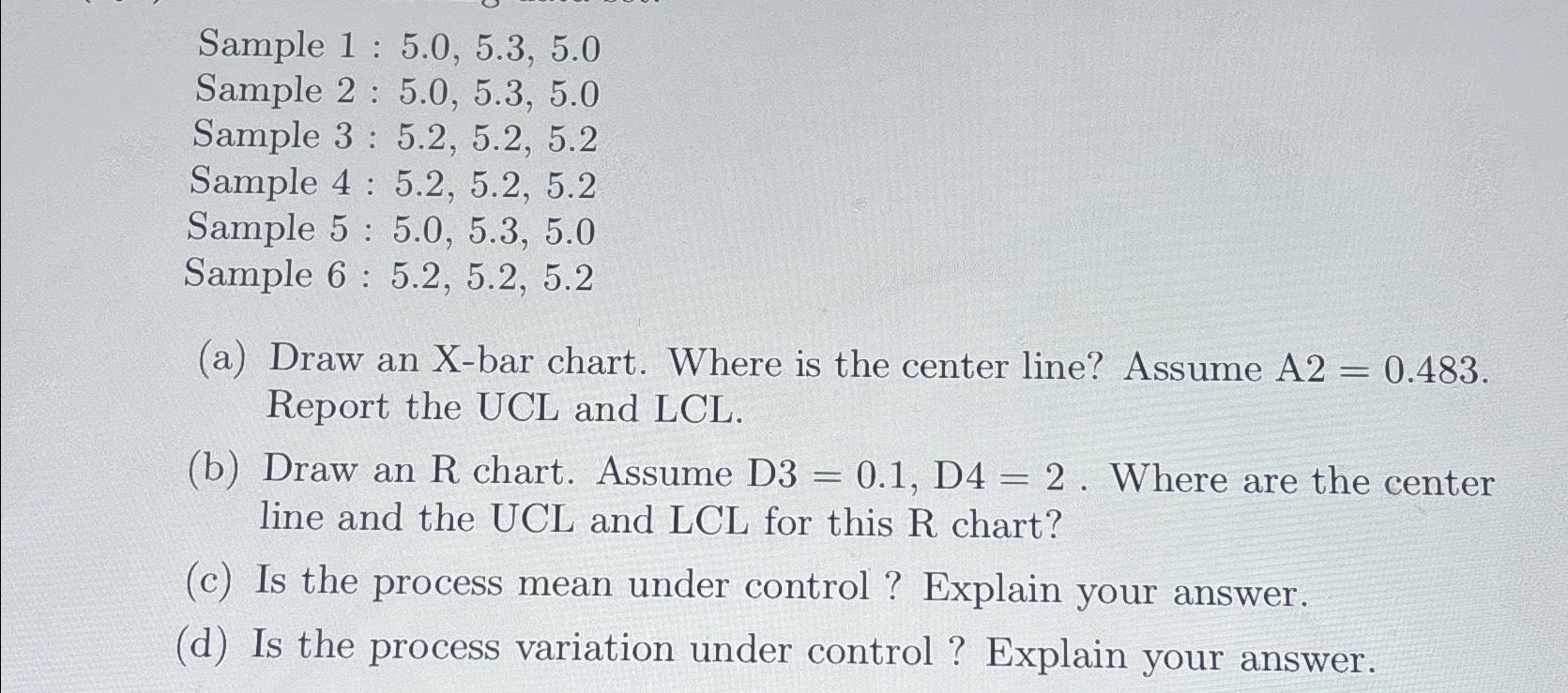 Solved Sample 1:5.0,5.3,5.0Sample 2:5.0,5.3,5.0Sample | Chegg.com
