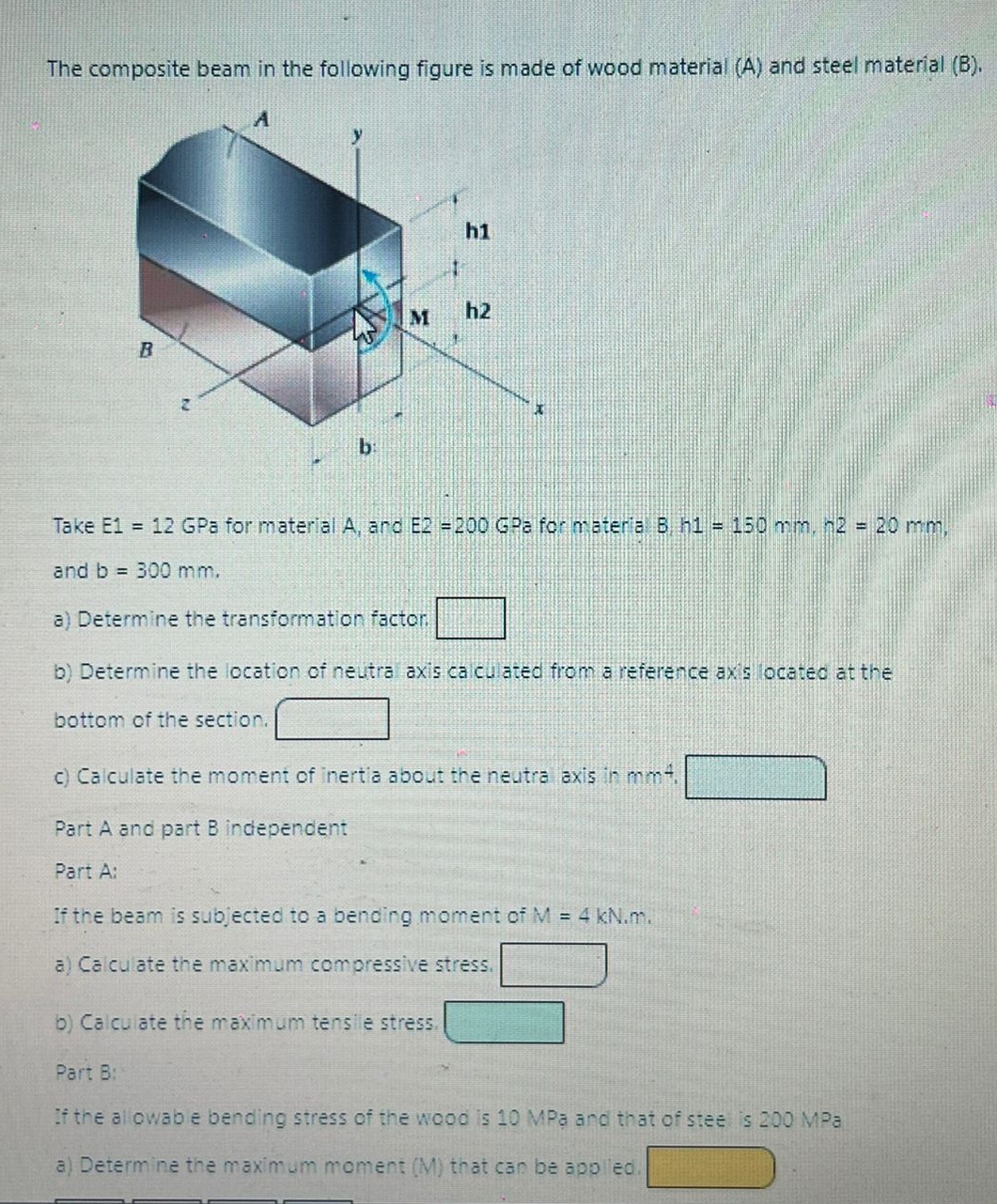 Solved The composite beam in the following figure is made of | Chegg.com