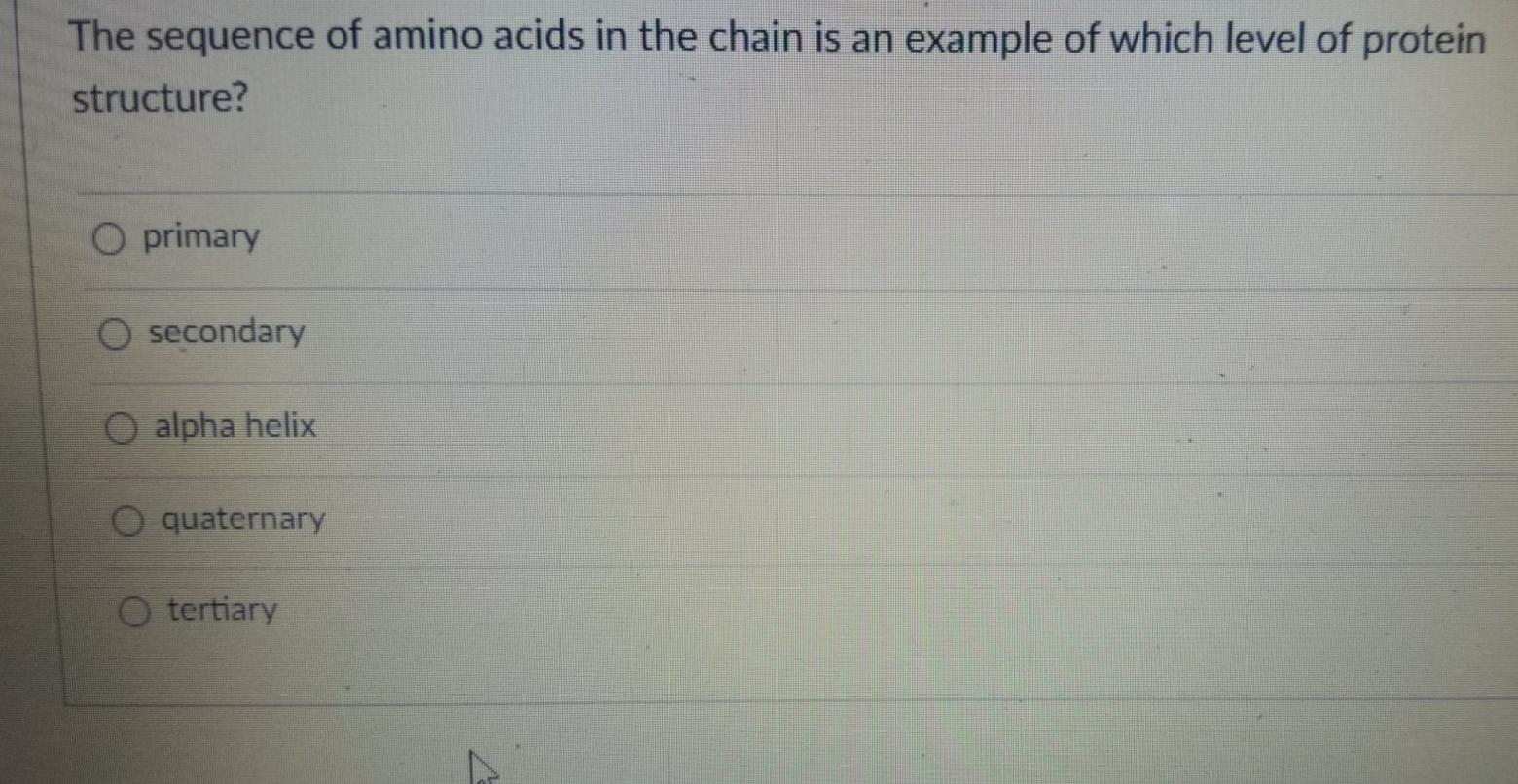 Solved The sequence of amino acids in the chain is an | Chegg.com