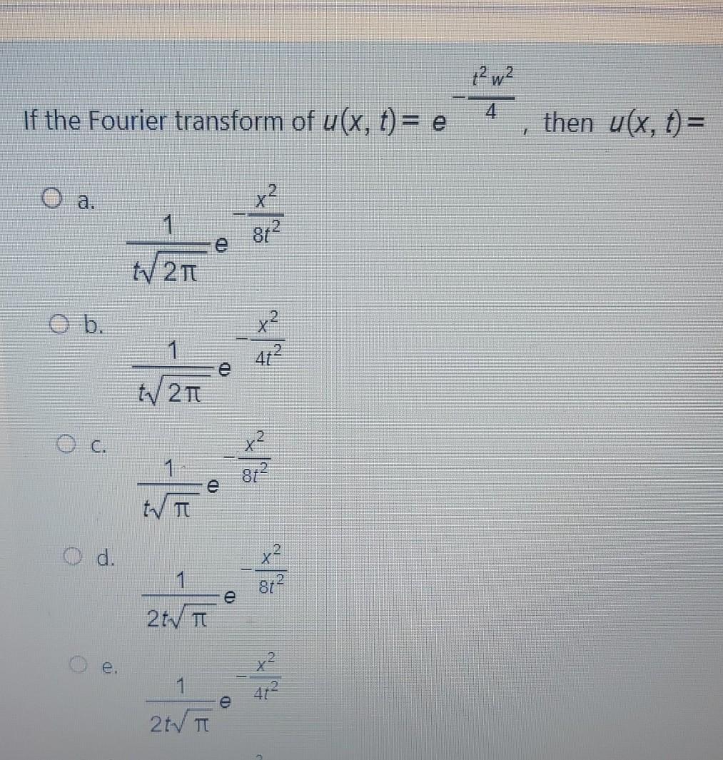 Solved W If The Fourier Transform Of U X T E Then Chegg Com