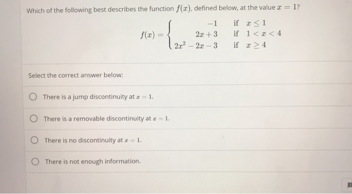Solved Which of the following best describes the function | Chegg.com