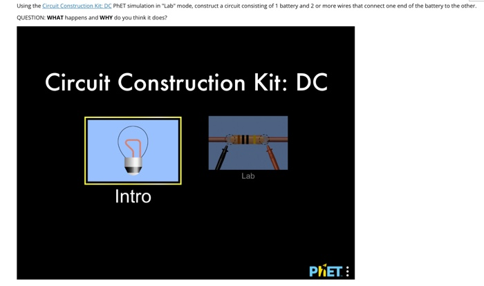 Solved Using the Circuit Construction K DC PhET simulation | Chegg.com