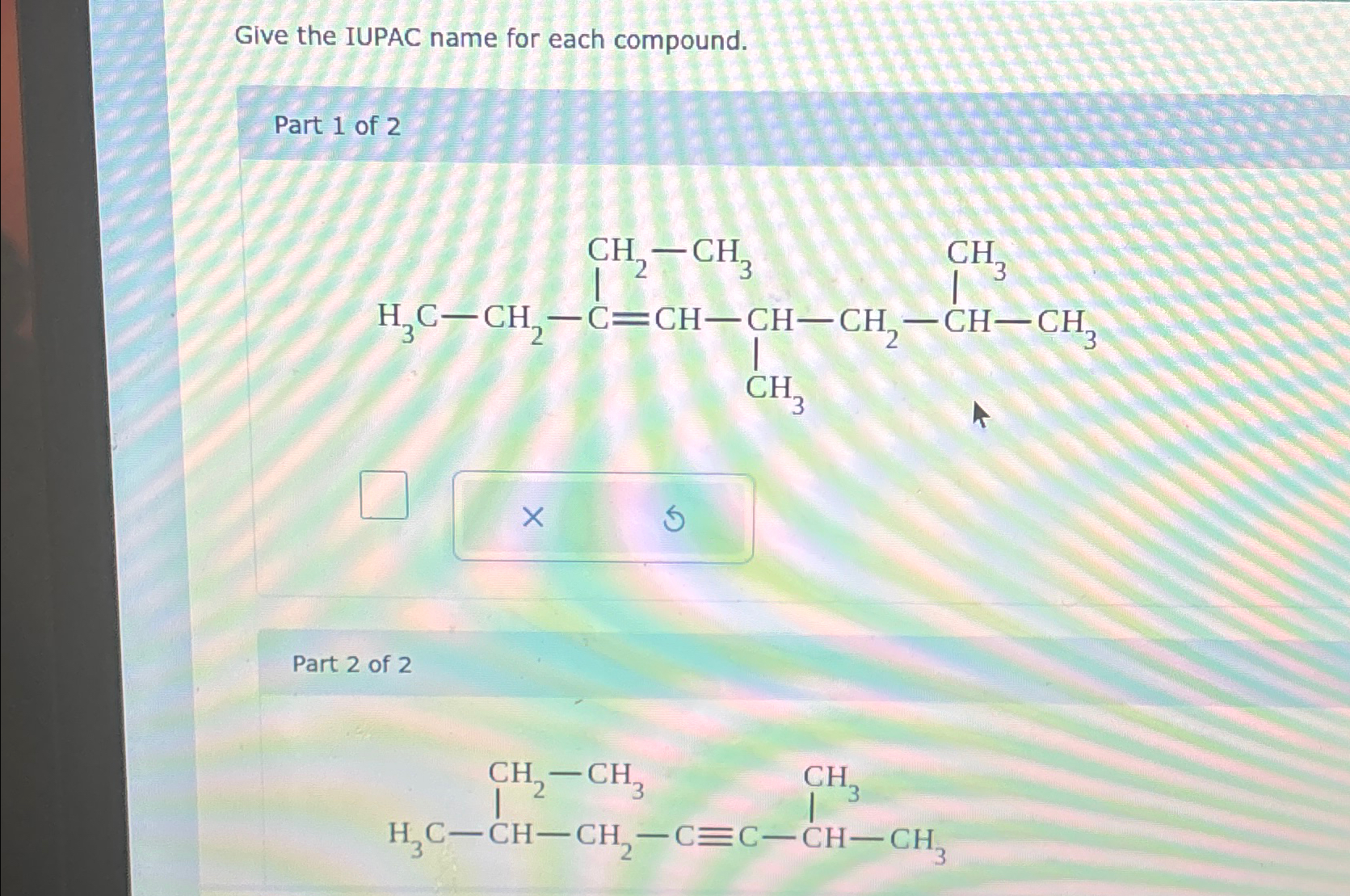 Solved Give The Iupac Name For Each Compoundpart 1 ﻿of 4242