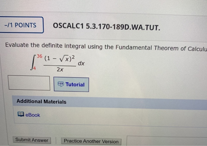 Solved Points Oscalc D Wa Tut Evaluate Chegg Com