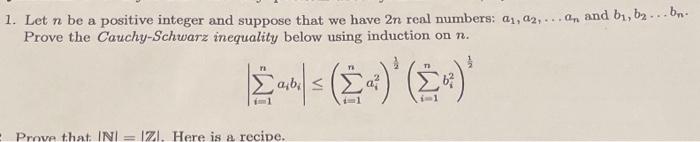 Solved 1. Let n be a positive integer and suppose that we | Chegg.com