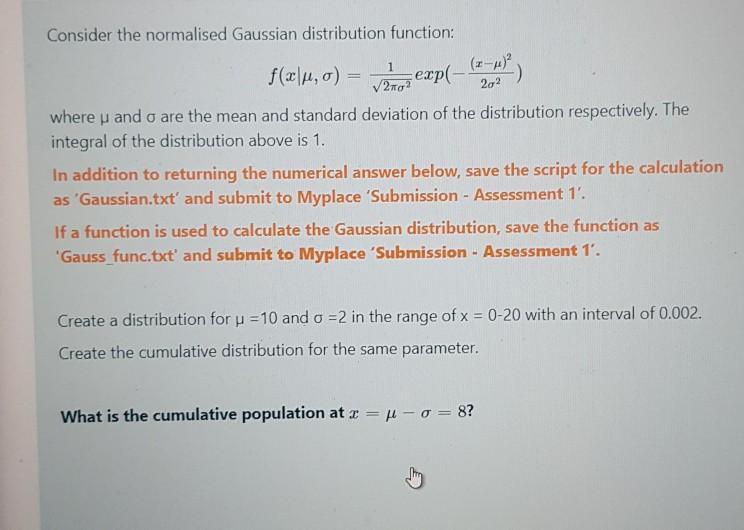 Consider the normalised Gaussian distribution | Chegg.com